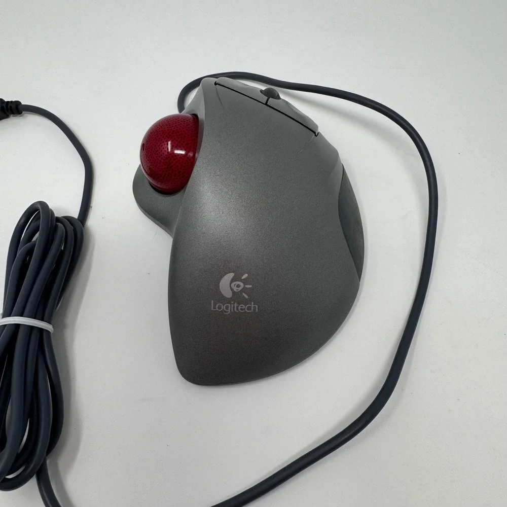 Logitech Trackman Wheel Trackball Mouse USB T-bb18 WORKS Right hand Stationary